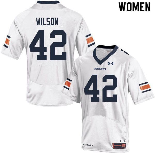 Women #42 Jay Jay Wilson Auburn Tigers College Football Jerseys Sale-White - Click Image to Close